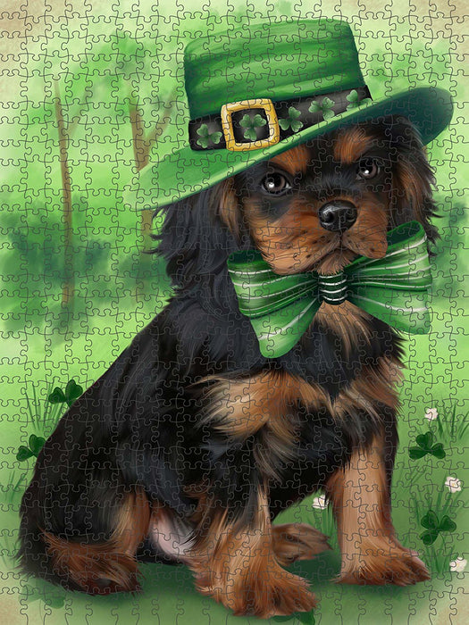 St. Patricks Day Irish Portrait Cavalier King Charles Spaniel Dog Puzzle with Photo Tin PUZL50484