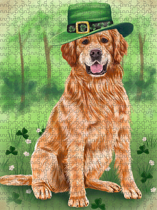 St. Patricks Day Irish Portrait Golden Retriever Dog Puzzle with Photo Tin PUZL50601