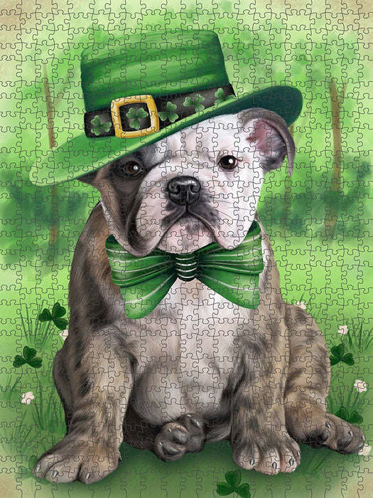 St. Patricks Day Irish Portrait Bulldog Puzzle with Photo Tin PUZL50439