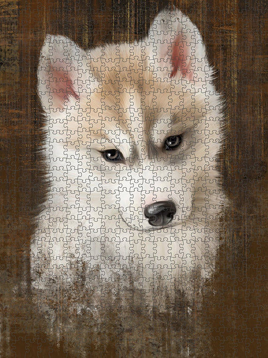 Rustic Siberian Husky Dog Puzzle with Photo Tin PUZL48654