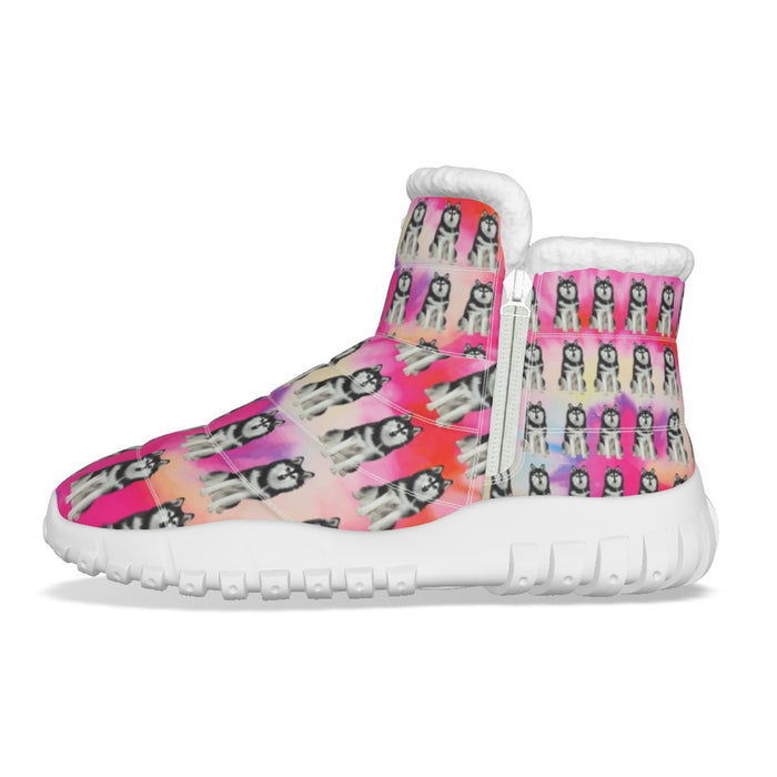 Personalized Women's Zip-up Snow Boots Custom Rainbow Tie Dye Add Your Photo Rainbow All-Over Print