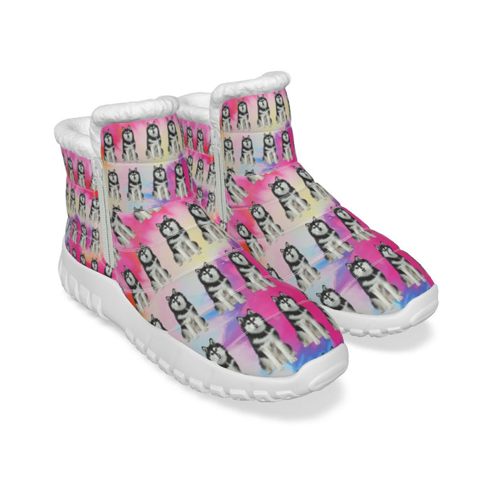 Personalized Women's Zip-up Snow Boots Custom Rainbow Tie Dye Add Your Photo Rainbow All-Over Print