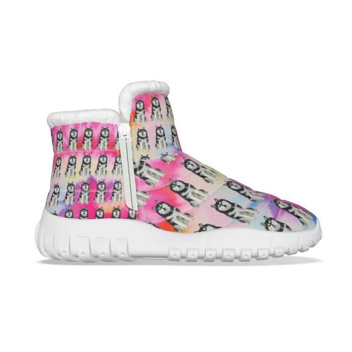 Personalized Women's Zip-up Snow Boots Custom Rainbow Tie Dye Add Your Photo Rainbow All-Over Print