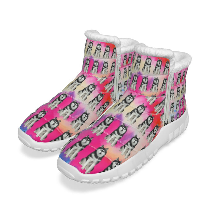 Personalized Women's Zip-up Snow Boots Custom Rainbow Tie Dye Add Your Photo Rainbow All-Over Print