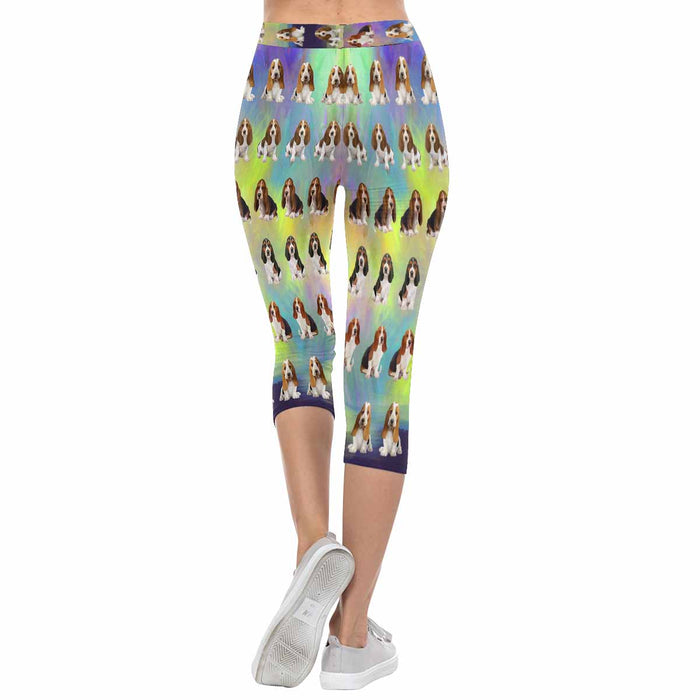 Basset Hound Dogs  All-Over Low Rise Capri Leggings (Model L08)