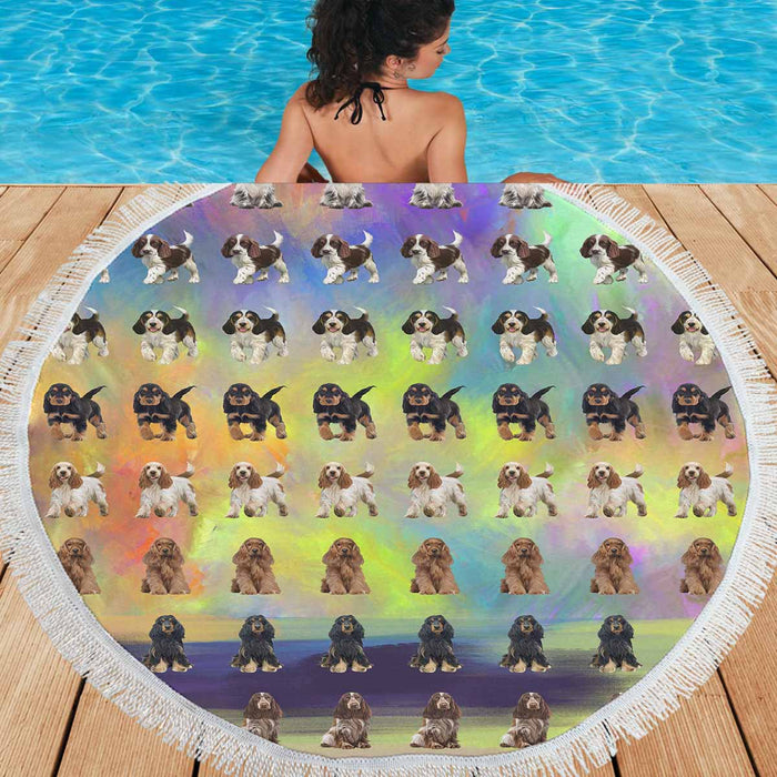 Cocker Spaniel Dogs  Round Beach Mat 59’’