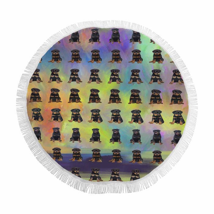 Rottweiler Dogs  Round Beach Mat 59’’