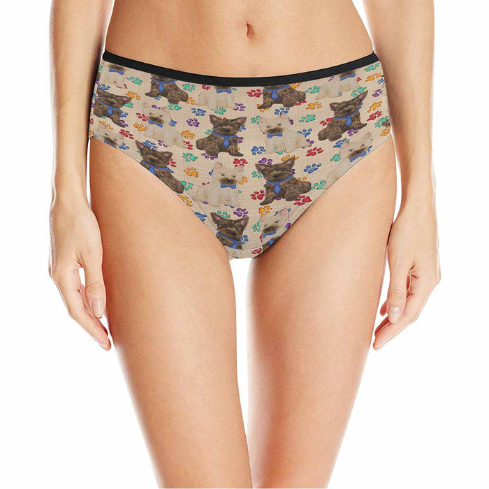 Cairn Terrier Dogs Blue  Women&#039;s High Waist Briefs (Model L26)