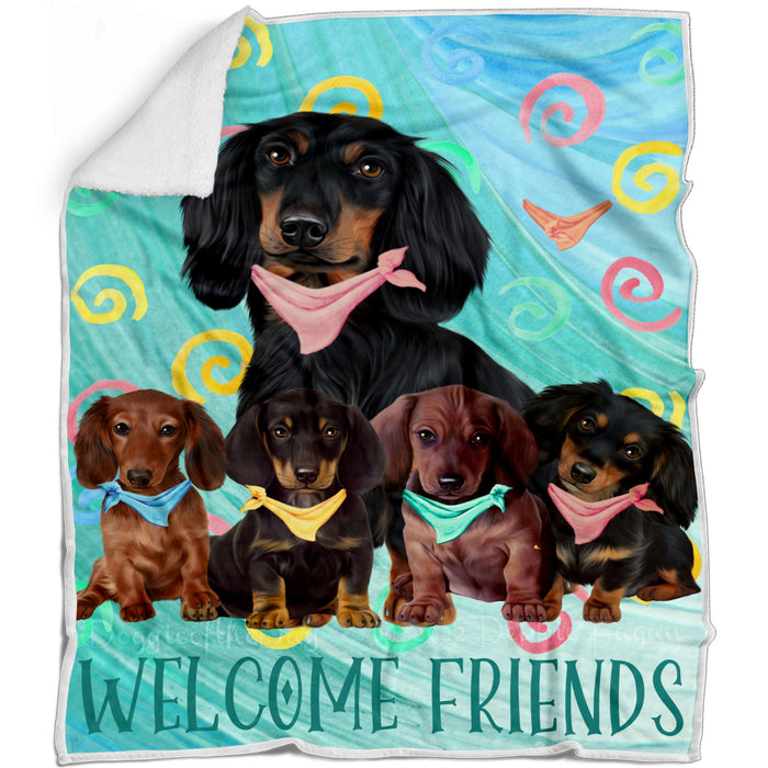 Multicolored Swirls Dachshund Dogs Blanket - Lightweight Soft Cozy and Durable Bed Blanket - Animal Theme Fuzzy Blanket for Sofa Couch AA13