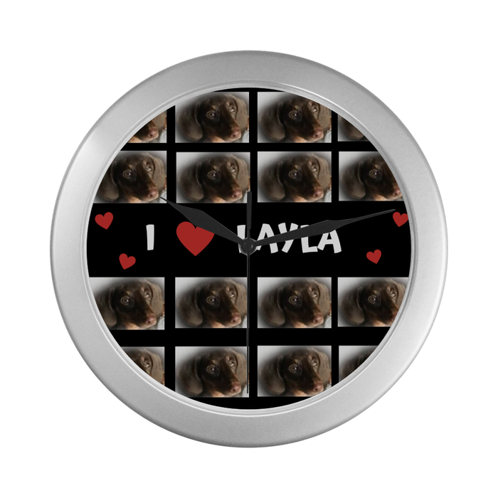 Custom Add Your Photo Here PET Dog Cat Photos on Silver Wall Clocks