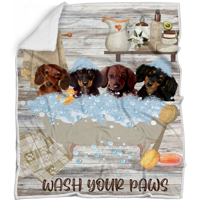 Its Bath Time Dachshund Dogs Blanket - Lightweight Soft Cozy and Durable Bed Blanket - Animal Theme Fuzzy Blanket for Sofa Couch AA12