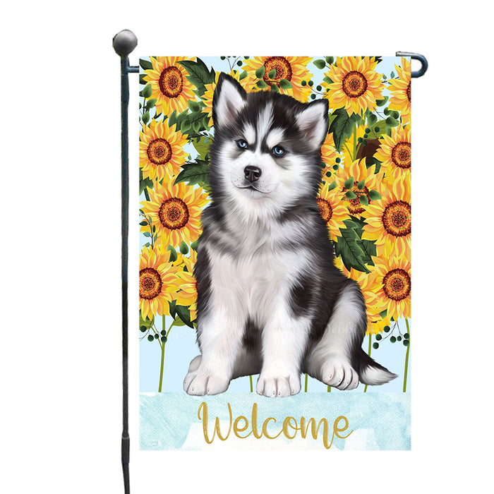 Sunflower Siberian Husky Dogs Garden Flags - Outdoor Double Sided Garden Yard Porch Lawn Spring Decorative Vertical Home Flags 12 1/2"w x 18"h