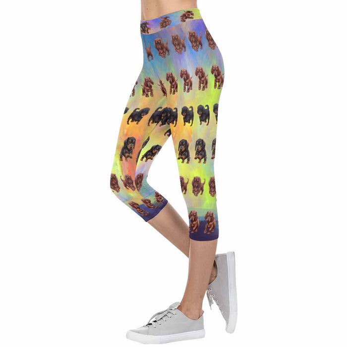 Dachshund Dogs  All-Over Low Rise Capri Leggings (Model L08)