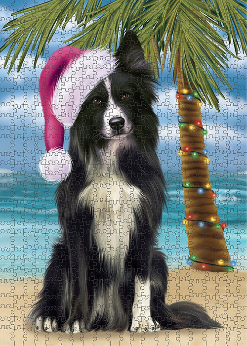 Summertime Border Collie Dog on Beach Christmas Puzzle with Photo Tin PUZL1161