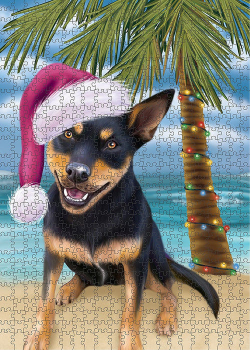 Summertime Australian Kelpie Dog on Beach Christmas Puzzle with Photo Tin PUZL1137