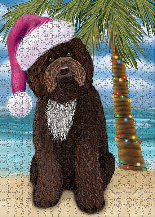 Summertime Barbet Dog on Beach Christmas Puzzle with Photo Tin PUZL1149