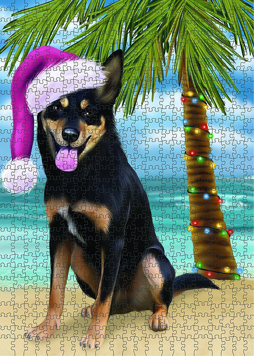 Summertime Australian Kelpie Adult Dog on Beach Christmas Puzzle with Photo Tin PUZL1140