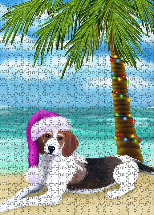 Summertime American Foxhound Dog on Beach Christmas Puzzle  PUZL1119