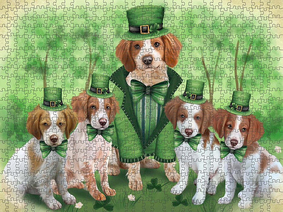 St. Patricks Day Irish Family Portrait Brittany Spaniels Dog Puzzle with Photo Tin PUZL50412