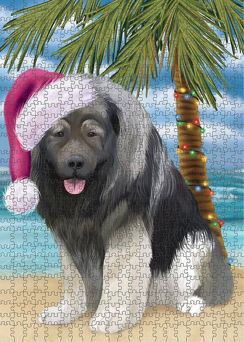 Summertime Caucasian Ovcharka Dog on Beach Christmas Puzzle with Photo Tin PUZL1206