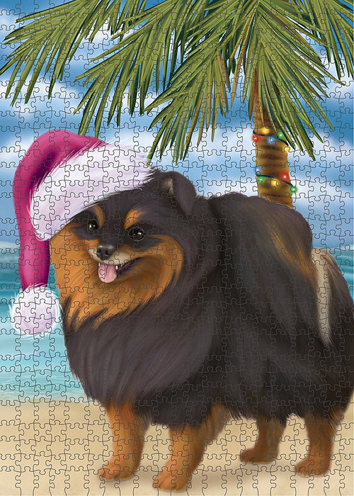 Summertime Pomeranian Spitz Dog on Beach Christmas Puzzle with Photo Tin PUZL1329