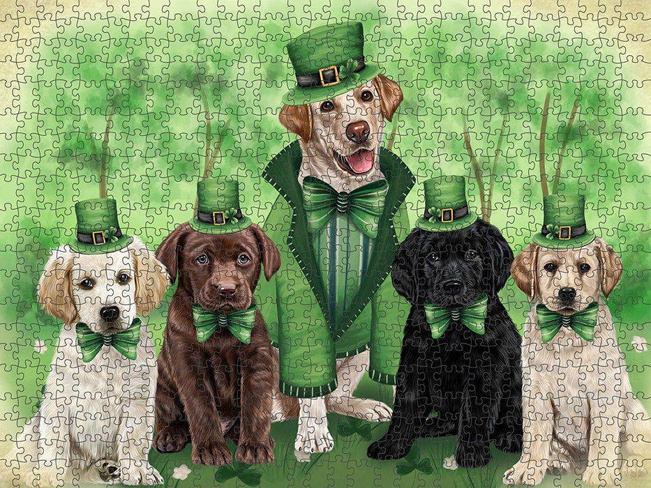 St. Patricks Day Irish Family Portrait Labrador Retrievers Dog Puzzle with Photo Tin PUZL50655