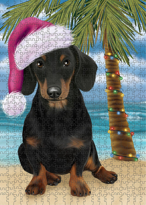 Summertime Dachshund Dog on Beach Christmas Puzzle with Photo Tin PUZL1245
