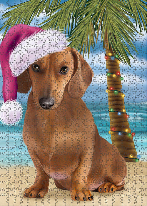 Summertime Dachshund Dog on Beach Christmas Puzzle with Photo Tin PUZL1251