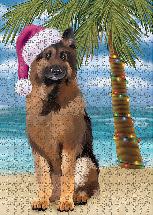 Summertime German Shepherd Dog on Beach Christmas Puzzle  PUZL1269