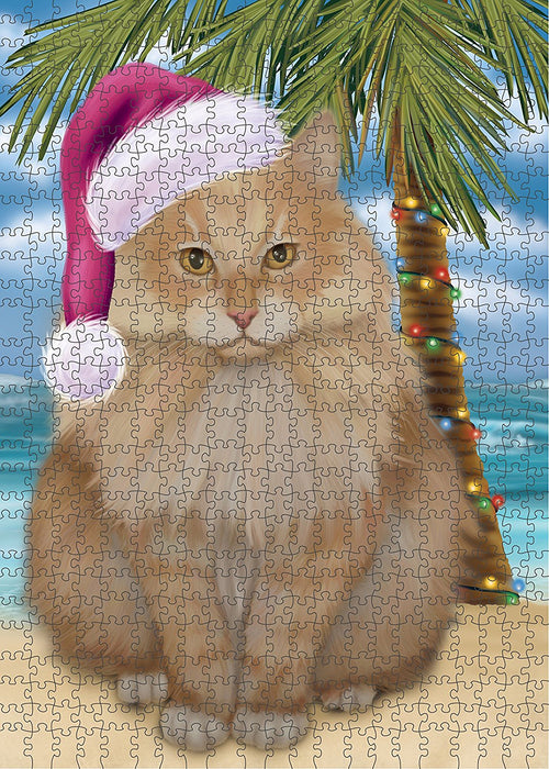Summertime Siberian Cat on Beach Christmas Puzzle with Photo Tin PUZL1386