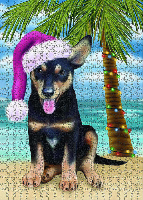 Summertime Australian Kelpie Puppy on Beach Christmas Puzzle with Photo Tin PUZL1143
