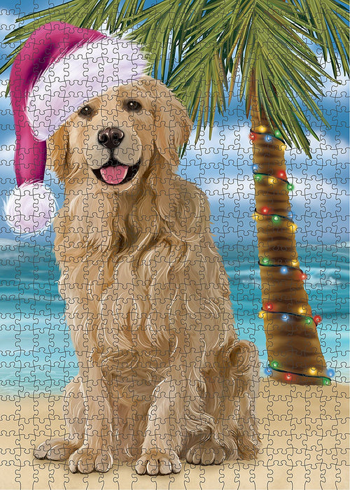 Summertime Golden Retriever Dog on Beach Christmas Puzzle with Photo Tin PUZL1272