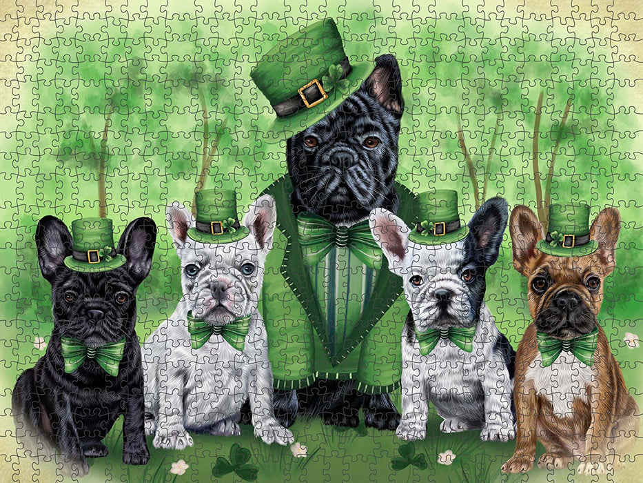 St. Patricks Day Irish Family Portrait French Bulldogs Puzzle with Photo Tin PUZL50580