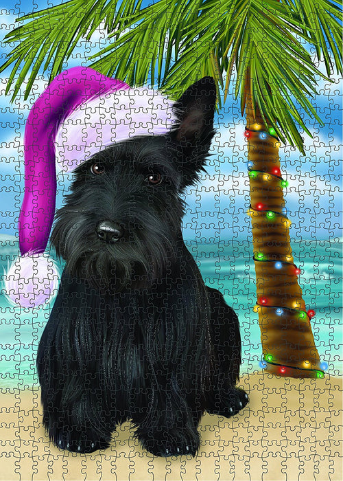 Summertime Scottish Terrier Dog on Beach Christmas Puzzle with Photo Tin PUZL1374