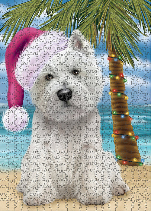 Summertime West Highland White Terrier Dog on Beach Christmas Puzzle  PUZL1401