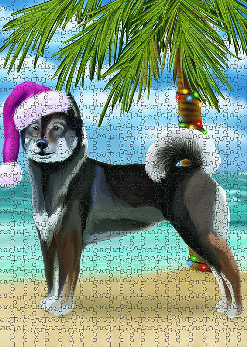 Summertime Aiku Dog on Beach Christmas Puzzle with Photo Tin PUZL1086
