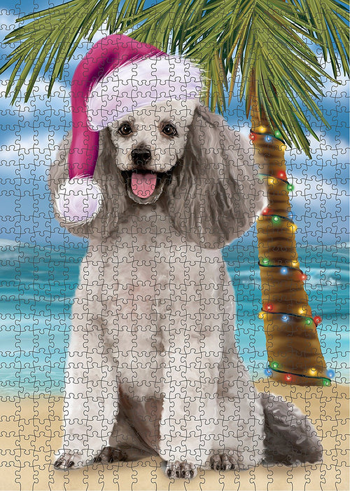 Summertime Poodle Grey Dog on Beach Christmas Puzzle  PUZL1338