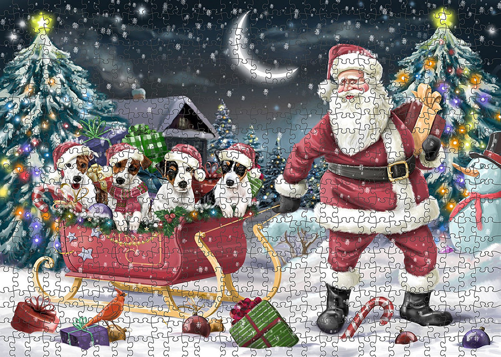 Santa Sled Dogs Jack Russell Terrier Christmas Puzzle  PUZL993