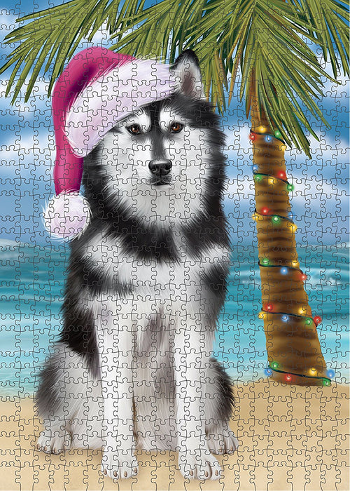 Summertime Husky Dog on Beach Christmas Puzzle  PUZL1281