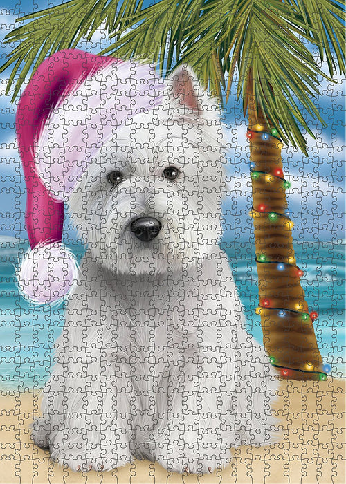 Summertime West Highland White Terrier Dog on Beach Christmas Puzzle with Photo Tin PUZL1398