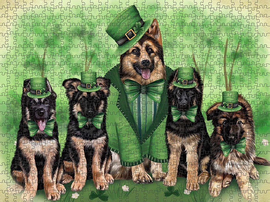 St. Patricks Day Irish Family Portrait German Shepherds Dog Puzzle with Photo Tin PUZL50595