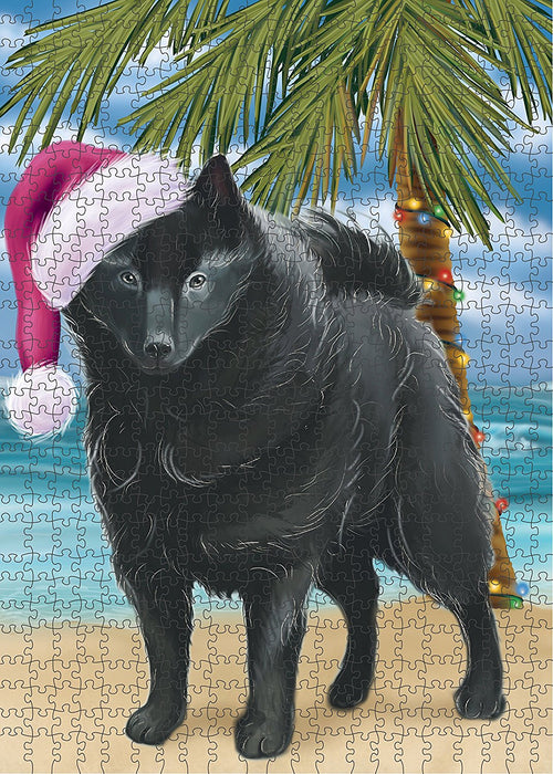 Summertime Schipperke Dog on Beach Christmas Puzzle with Photo Tin PUZL1368