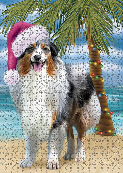 Summertime Australian Shepherd Dog on Beach Christmas Puzzle  PUZL1146