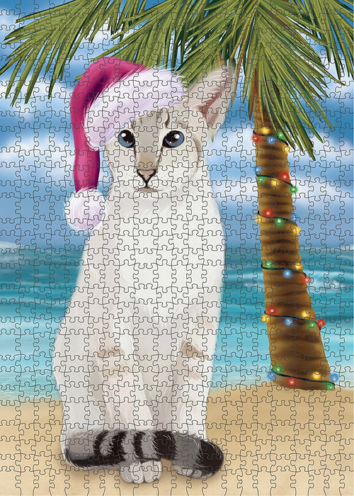 Summertime Siamese Cat on Beach Christmas Puzzle with Photo Tin PUZL1302