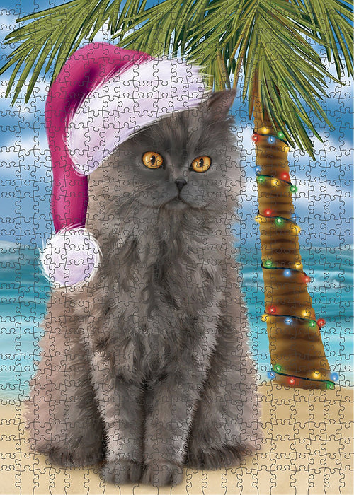 Summertime Selkirk Rex Cat on Beach Christmas Puzzle  PUZL1377