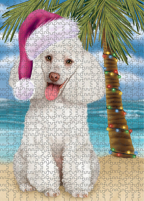 Summertime White Poodle Dog on Beach Christmas Puzzle  PUZL1407