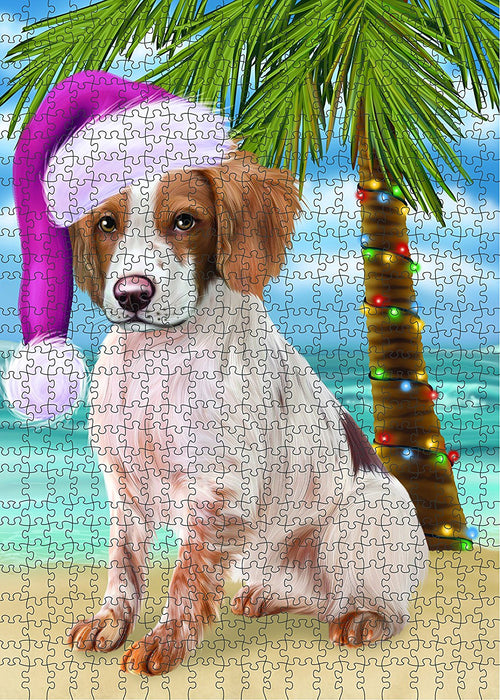 Summertime Brittany Spaniel Dog on Beach Christmas Puzzle with Photo Tin PUZL1191