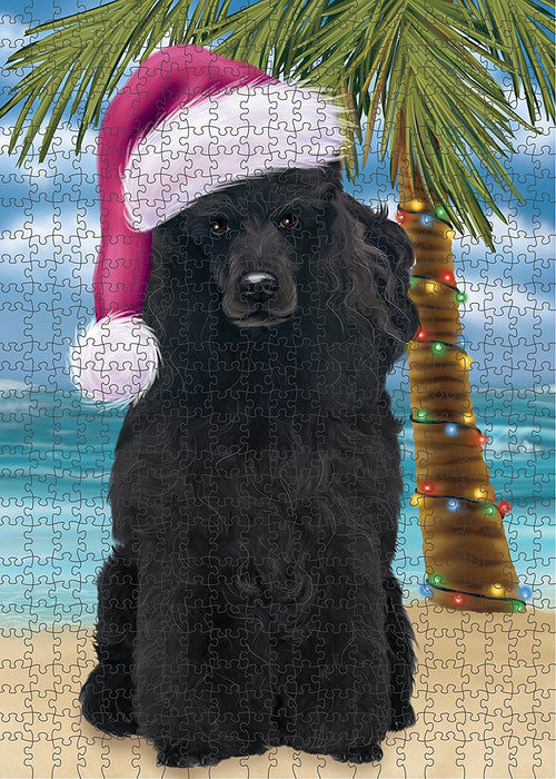 Summertime Poodle Dog on Beach Christmas Puzzle with Photo Tin PUZL1341