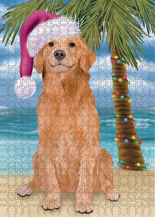 Summertime Golden Retriever Dog on Beach Christmas Puzzle with Photo Tin PUZL1278