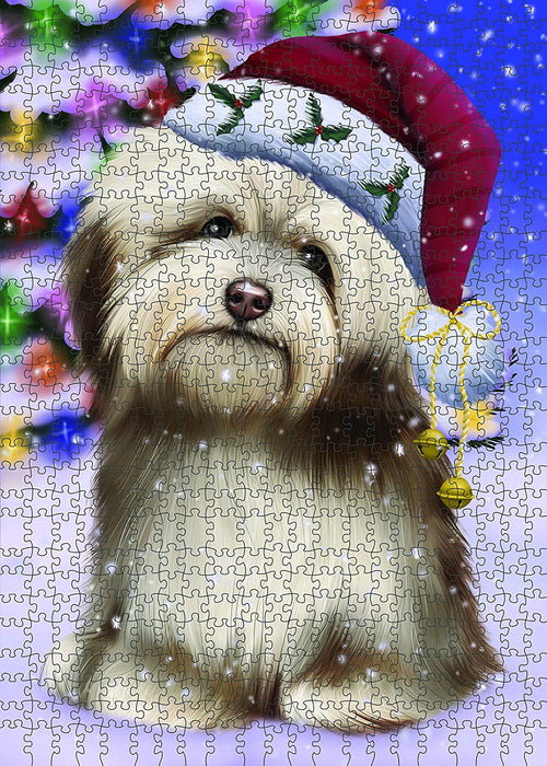 Winter Wonderland Havanese Adult Dog Christmas Puzzle with Photo Tin PUZL1053